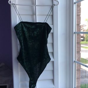 Deep Green Velvet Bodysuit, Garage brand